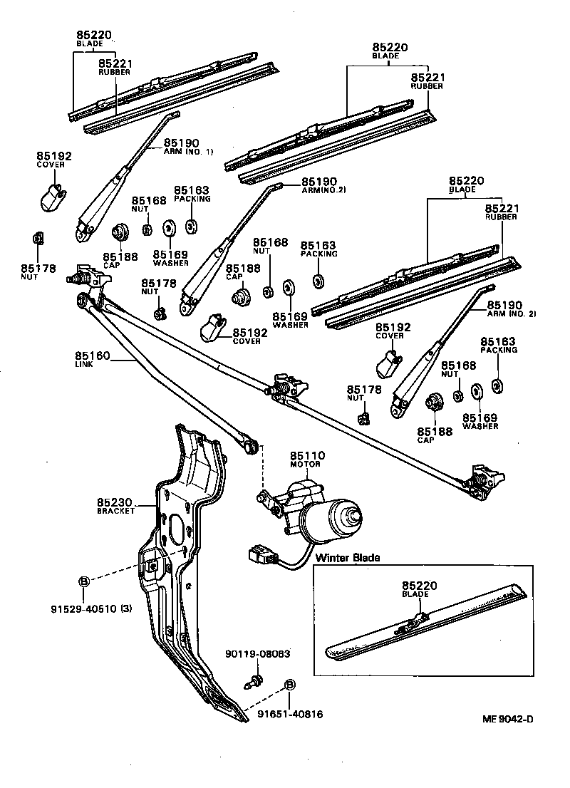 85110-95423 MOTOR ASSY, WINDSHIELD WIPER product image