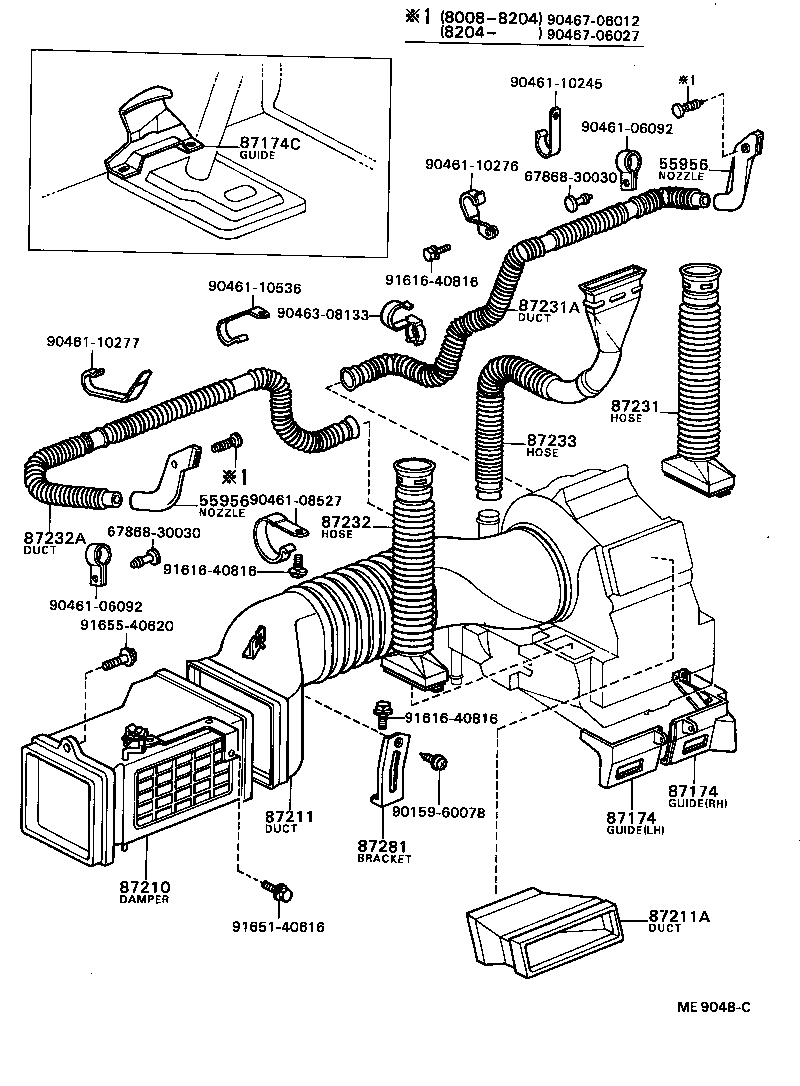 87231-95402 DUCT, AIR, SIDE NO.1 LH product image