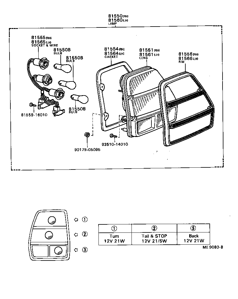 81550-80091 LAMP ASSY, REAR COMBINATION, RH product image