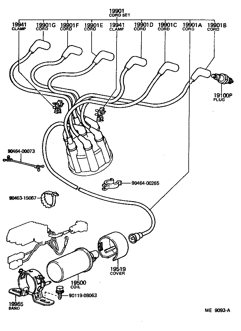 90919-12349 CORD, SPARK PLUG RESISTIVE, NO.1 product image