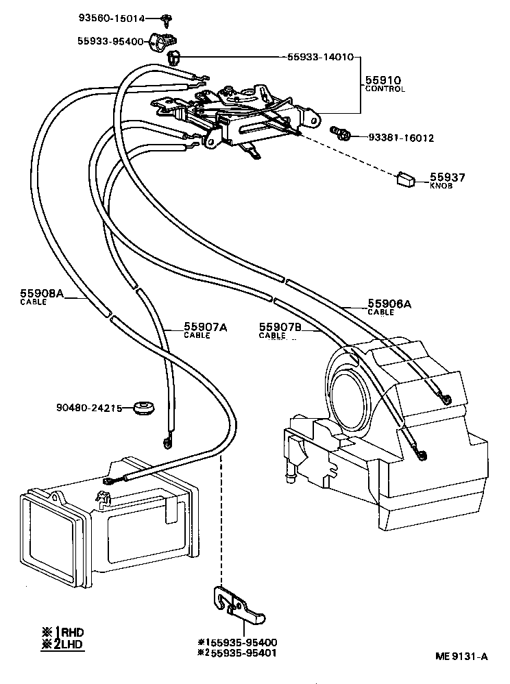 55909-95400 CABLE SUB-ASSY, TEMPERATURE DAMPER CONTROL product image