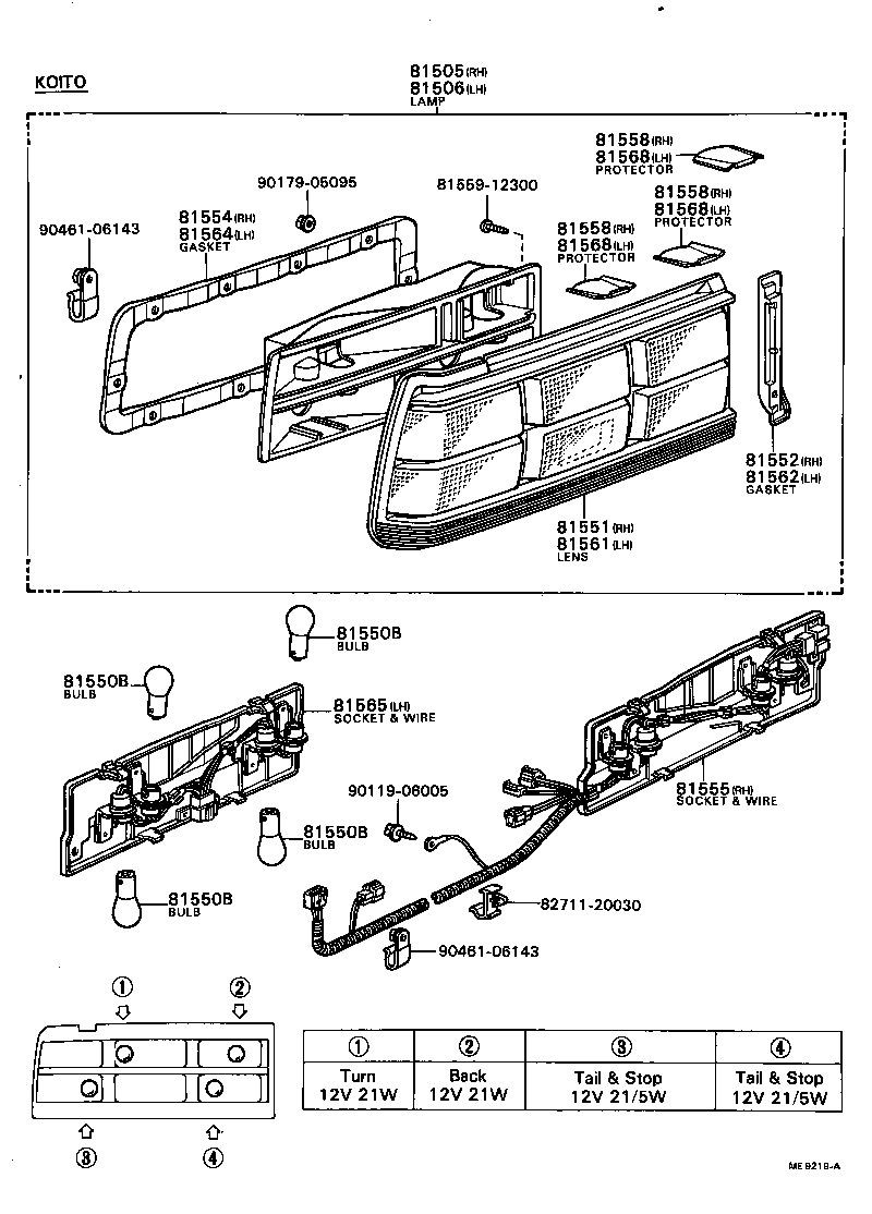 81550-80080 LAMP ASSY, REAR COMBINATION, RH product image