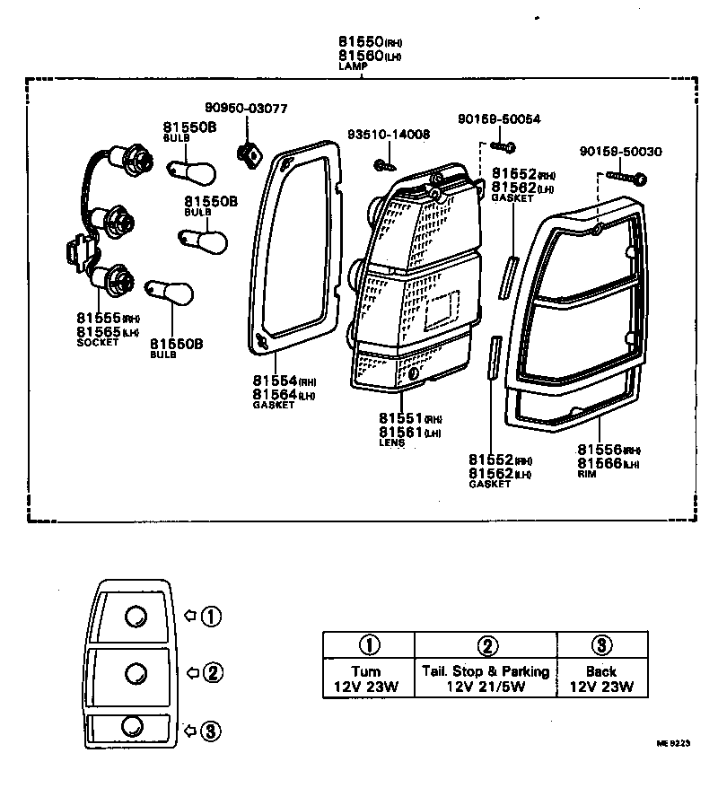 81550-80080 LAMP ASSY, REAR COMBINATION, RH product image