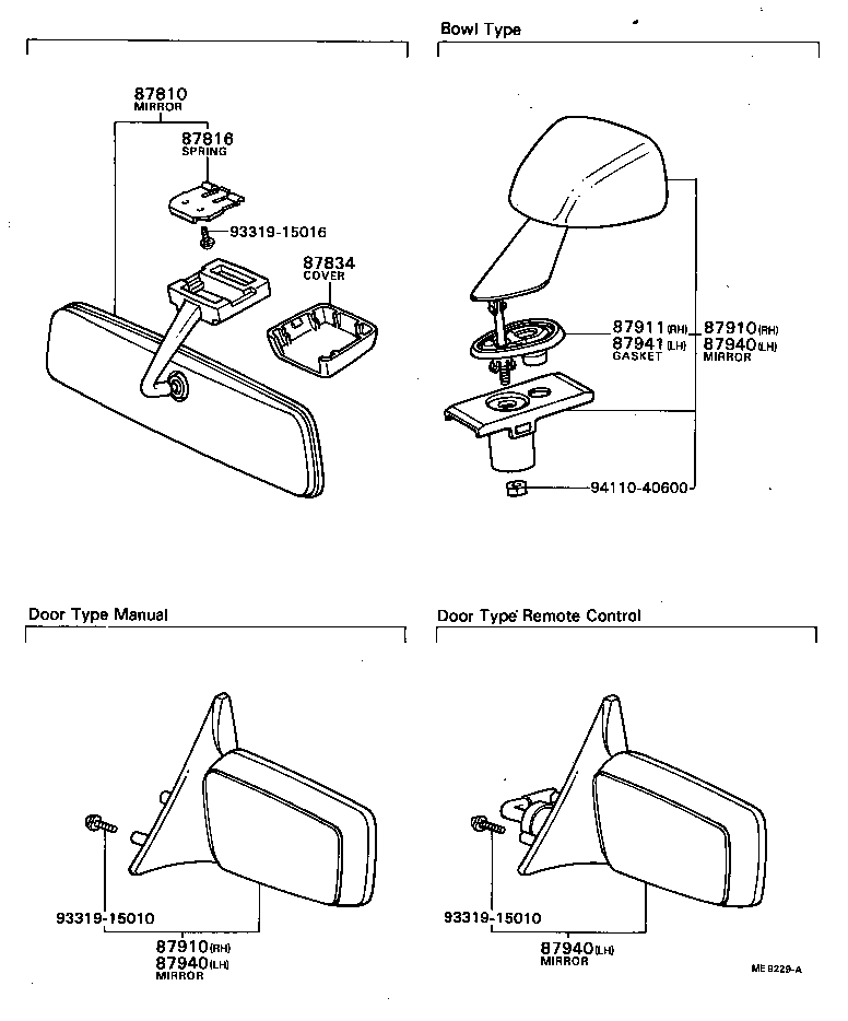 87941-20081 GASKET, OUTER REAR VIEW MIRROR, LH product image