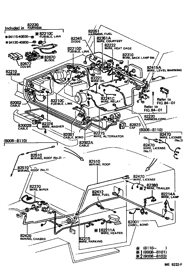 Toyota 82210-90846 HARNESS ASSY, WIRING COWL TO HEADLAMP, NO.1