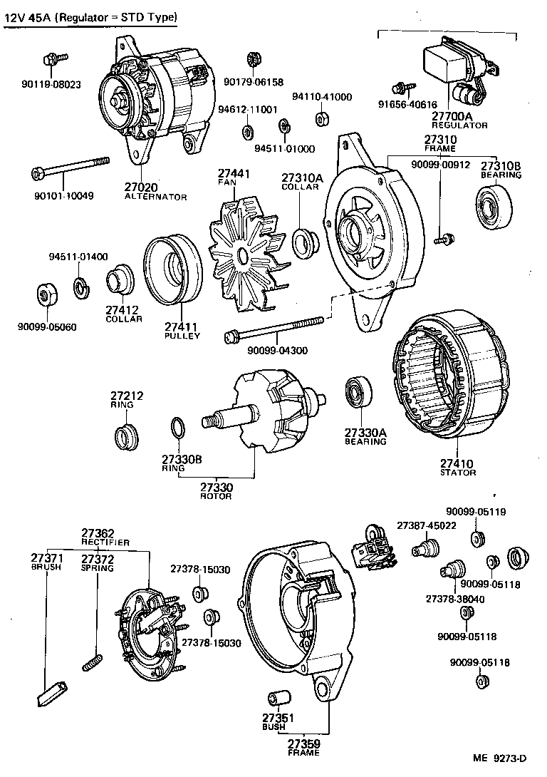 Toyota 27359-13100 FRAME, ALTERNATOR RECTIFIER END