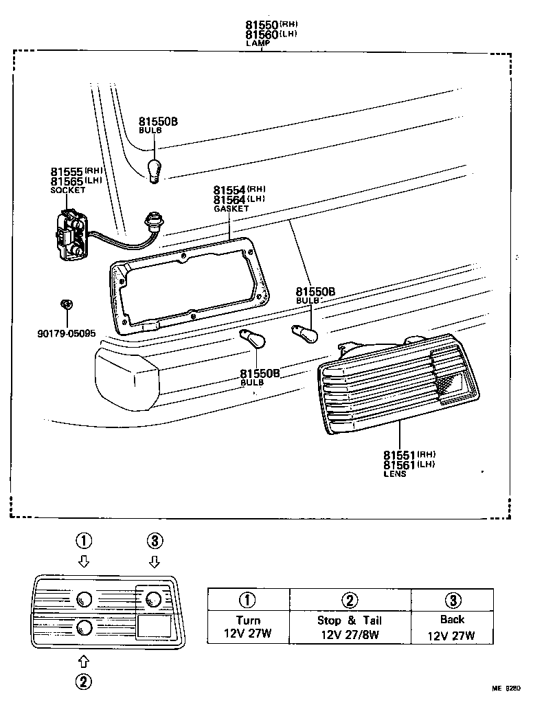 81555-10180 SOCKET & WIRE SUB-ASSY, REAR COMBINATION LAMP, RH product image