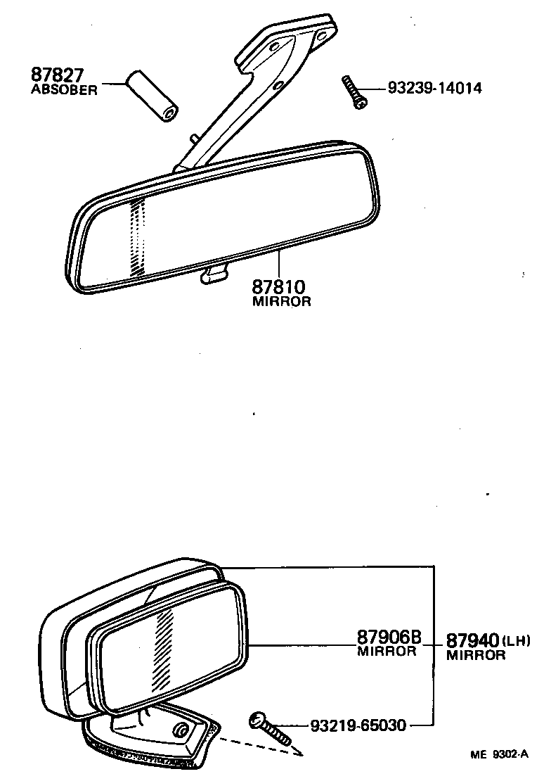 87940-10140 MIRROR ASSY, OUTER REAR VIEW, LH product image
