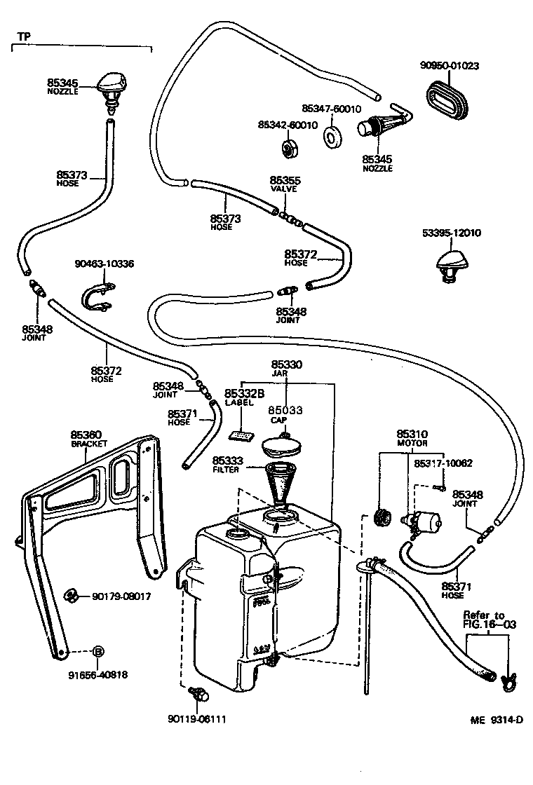 Toyota 85330-60071 JAR ASSY, WINDSHIELD WASHER