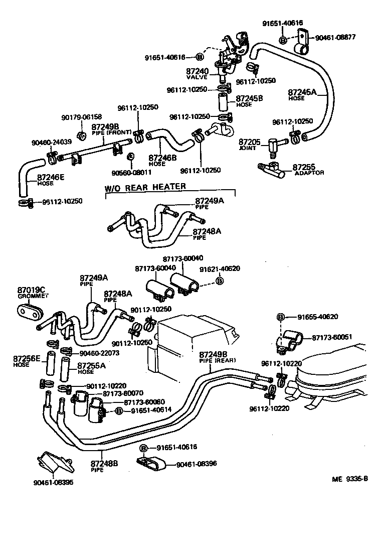 Toyota 87251-30190 JOINT OR UNION, FRONT HEATER HOSE THROUGH OR INLET VALVE
