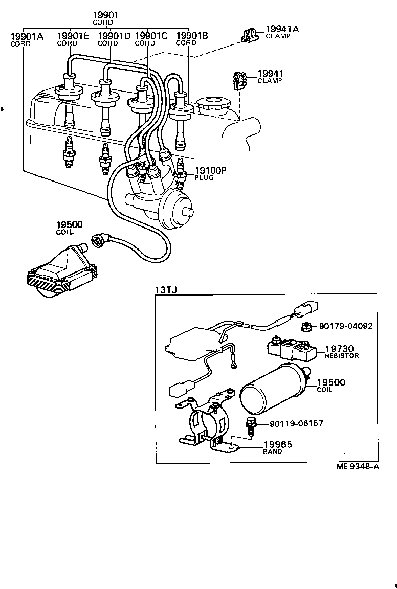 90999-99084 CORD SET, COIL & SPARK, W/RESISTIVE product image