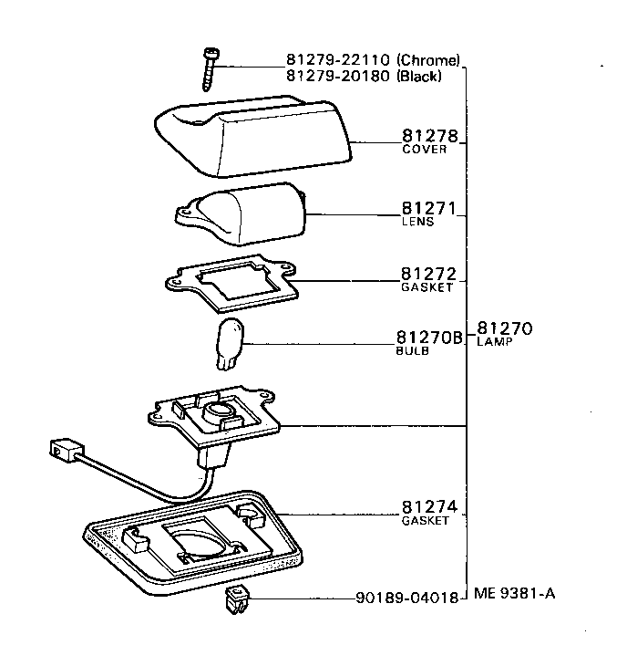 81276-22110 COVER, LICENSE PLATE LAMP product image