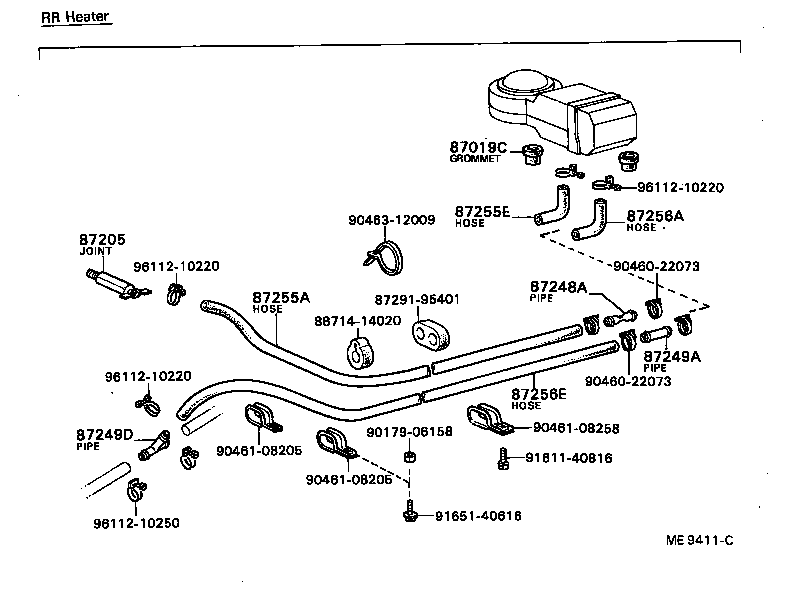 87205-39040 JOINT OR UNION, FRONT HEATER HOSE THROUGH OR INLET VALVE product image