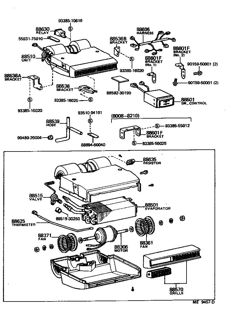 Toyota 88501-30531 EVAPORATOR SUB-ASSY, COOLER, NO.1