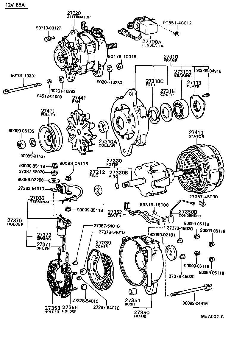 27310-54070 FRAME ASSY, DRIVE END, ALTERNATOR product image