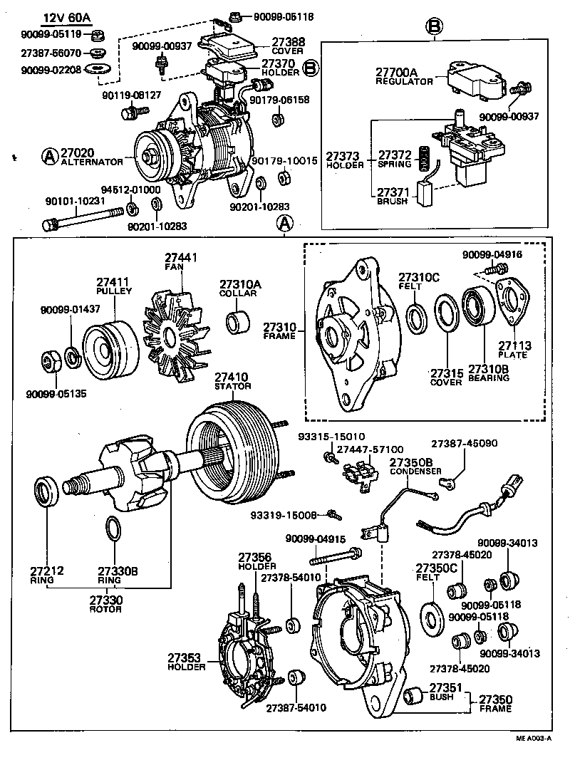 27310-54070 FRAME ASSY, DRIVE END, ALTERNATOR product image