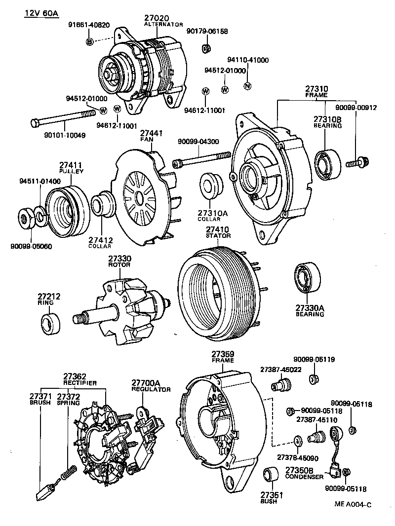 27310-70010 FRAME ASSY, DRIVE END, ALTERNATOR product image