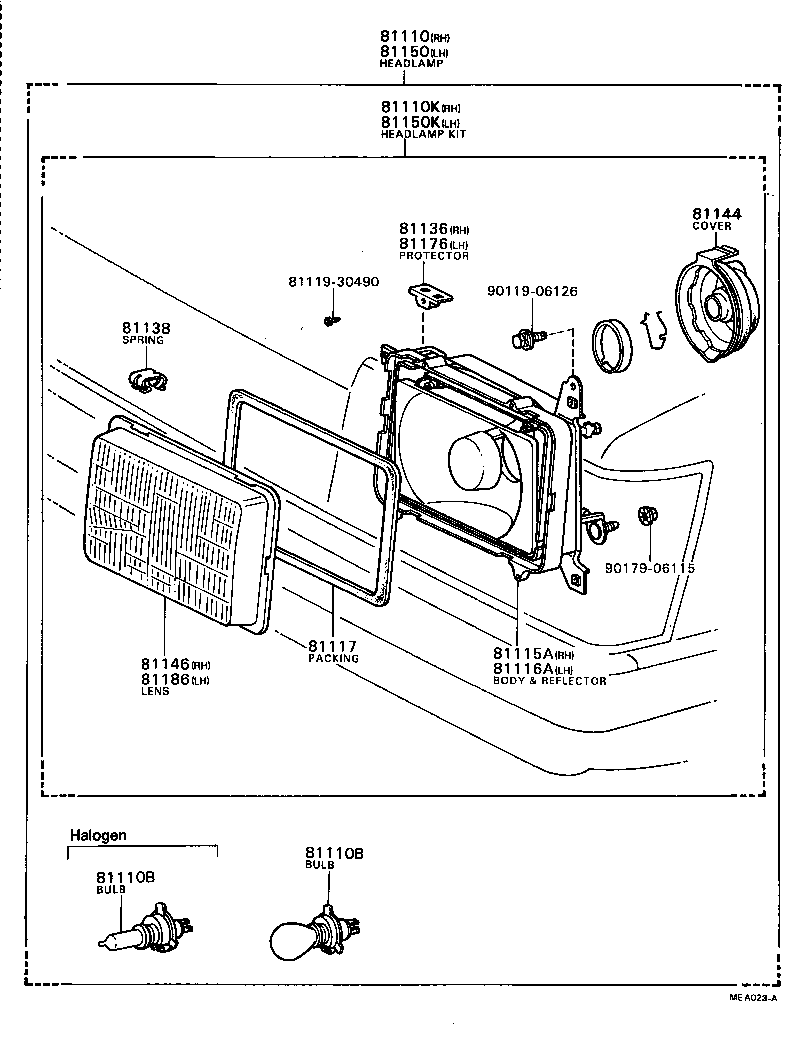 81135-22341 BODY AND REFLECTOR SUB-ASSY, HEADLAMP, RH product image