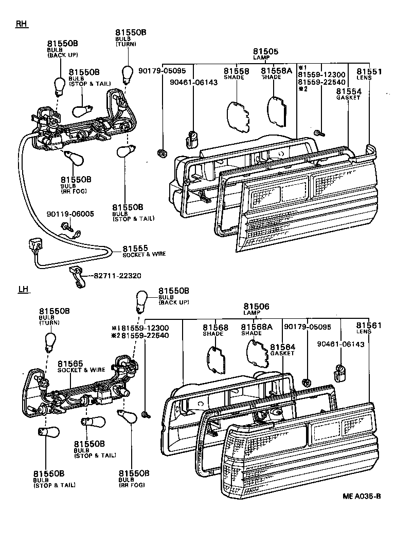 81550-80095 LAMP ASSY, REAR COMBINATION, RH product image
