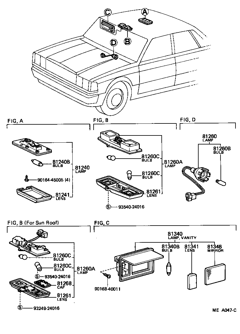 Toyota 81240-22050-14 LAMP ASSY, ROOM, NO.1