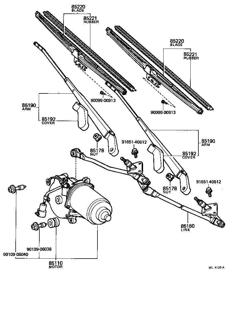 Toyota 85110-22170 MOTOR ASSY, WINDSHIELD WIPER