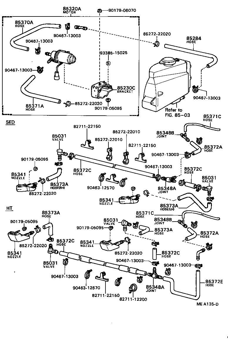 85271-22010 HOSE, HEADLAMP CLEANER WASHER (FROM JOINT TO NOZZLE) product image