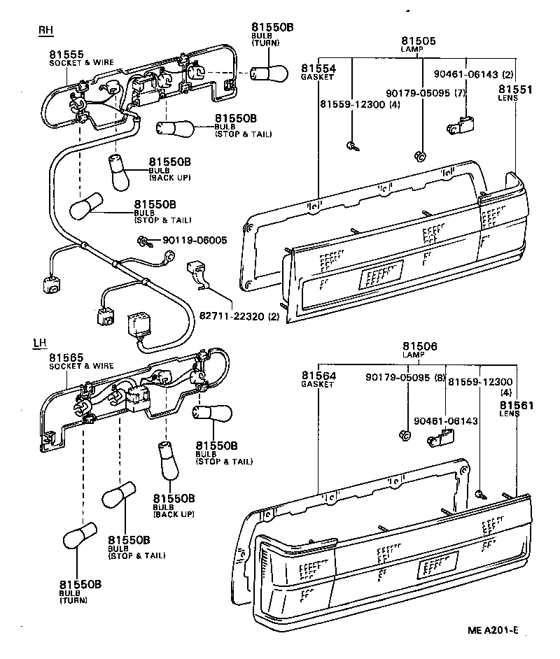 81550-80095 LAMP ASSY, REAR COMBINATION, RH product image