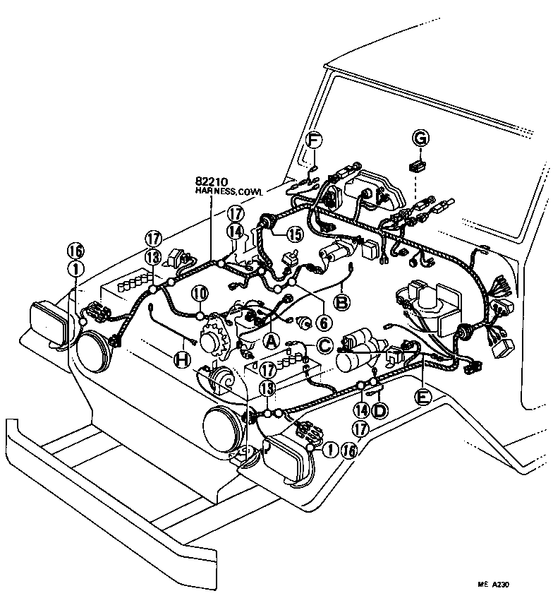 82210-60071 HARNESS ASSY, WIRING COWL TO HEADLAMP, NO.1 product image