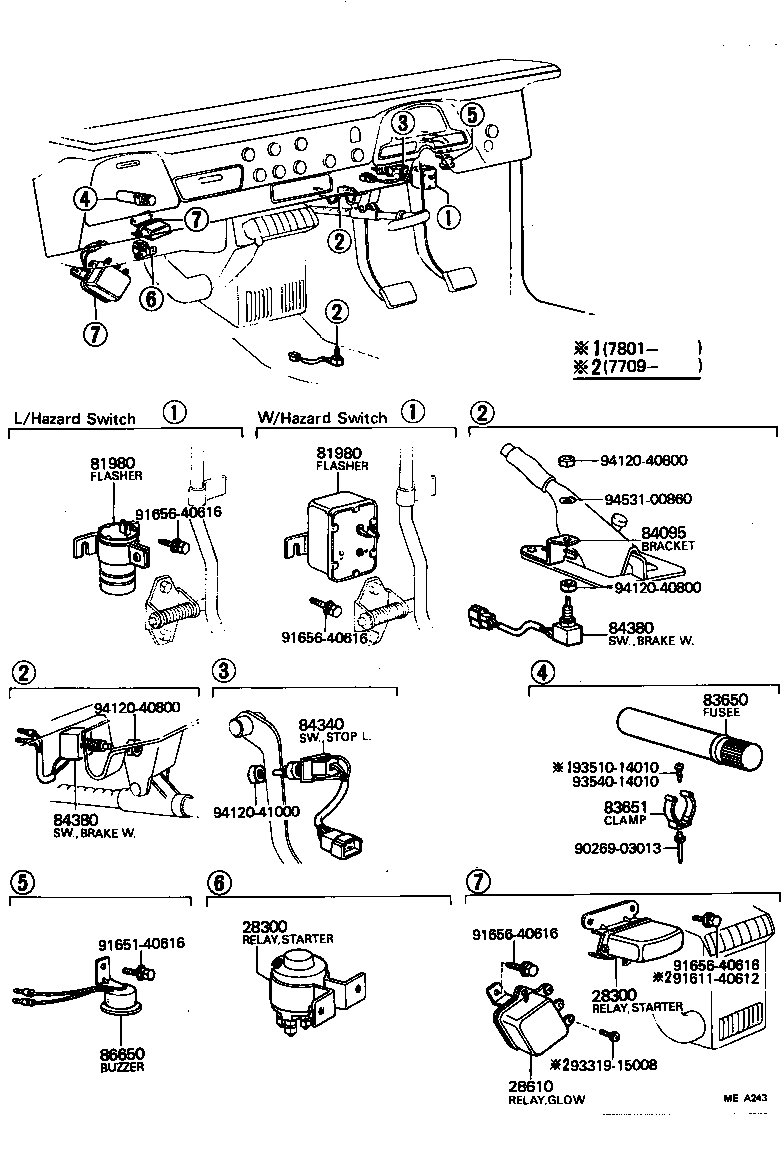84332-60010 SWITCH ASSY, HAZARD WARNING SIGNAL product image