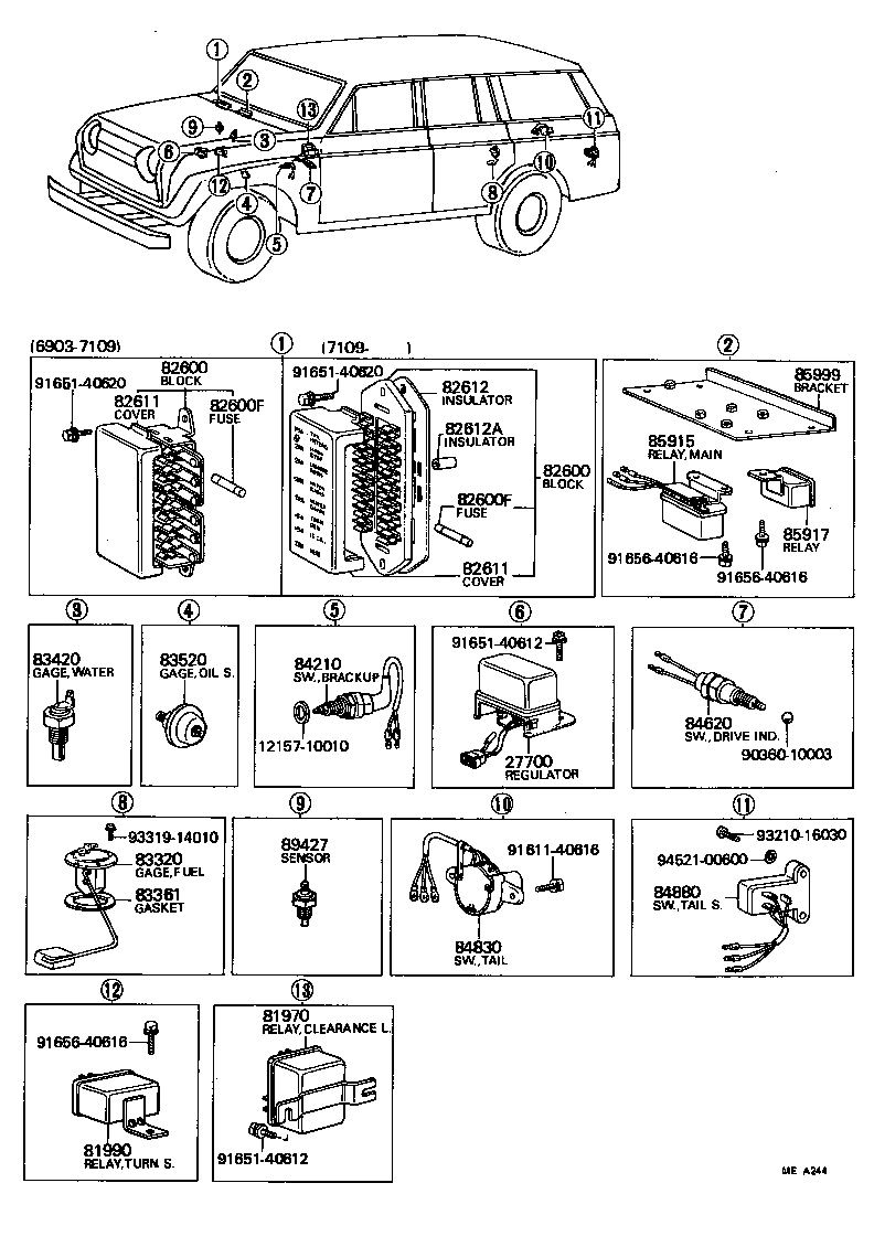 84332-60010 SWITCH ASSY, HAZARD WARNING SIGNAL product image