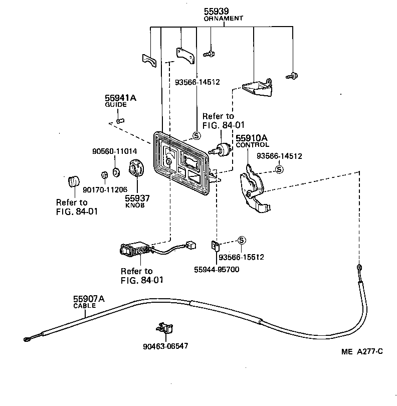 55907-95705 CABLE SUB-ASSY, WATER VALVE CONTROL product image
