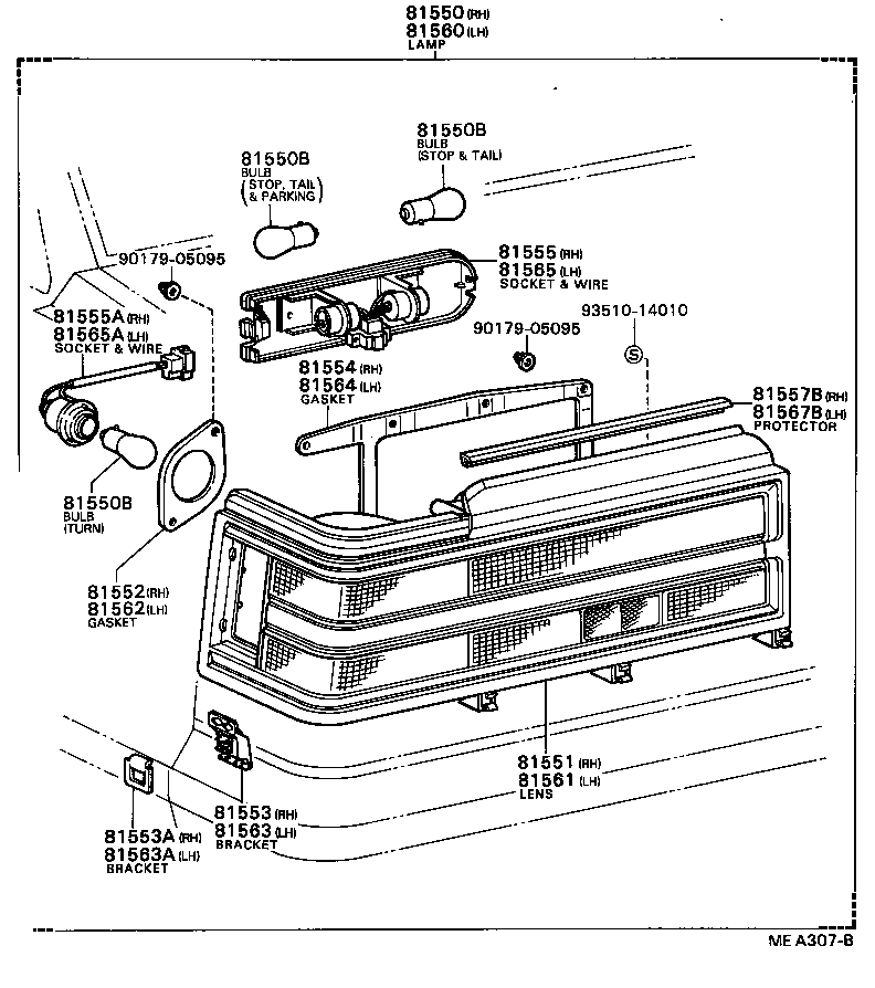81550-80097 LAMP ASSY, REAR COMBINATION, RH product image