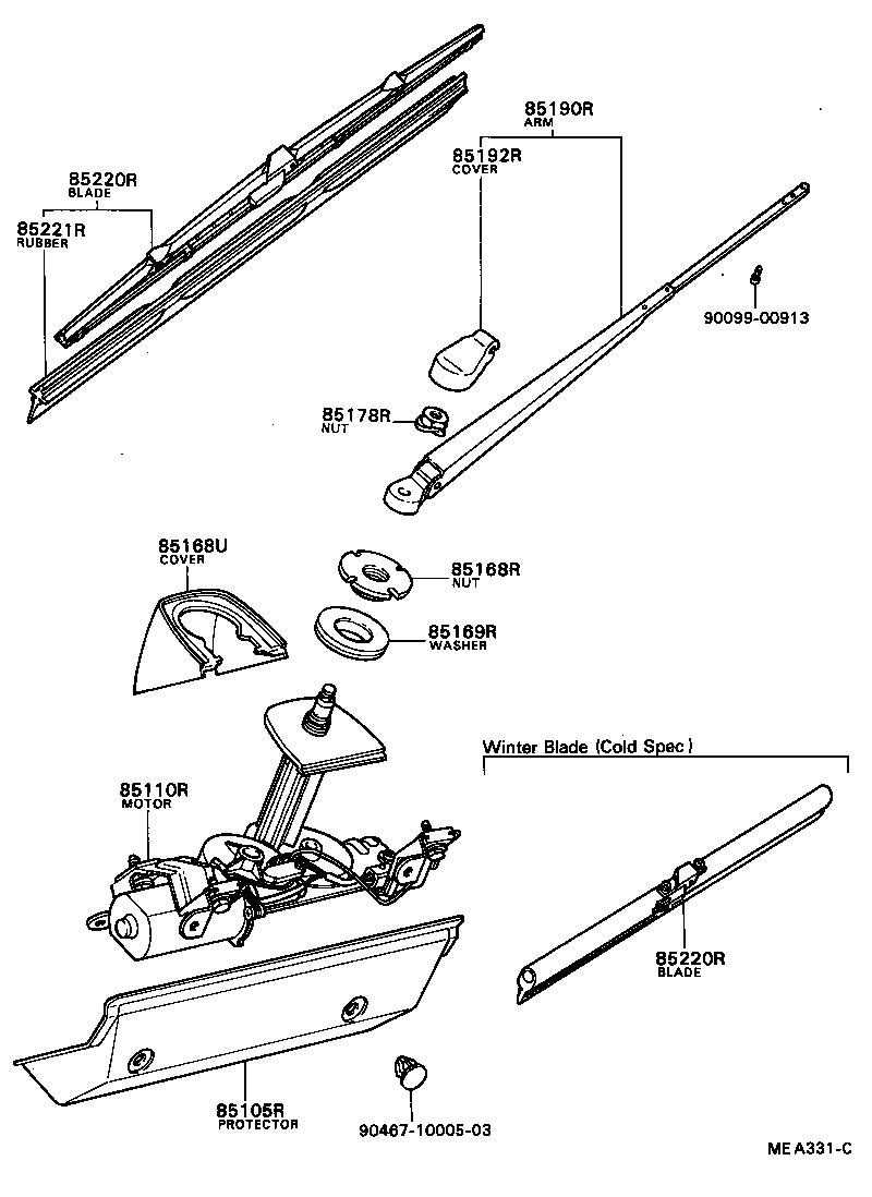 85221-24030 BLADE, REAR WIPER product image