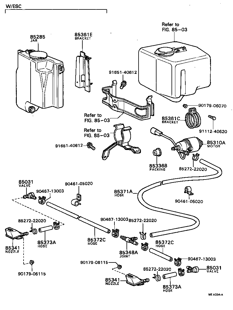 85271-24020 HOSE, HEADLAMP CLEANER(FROM MOTOR TO JOINT) product image