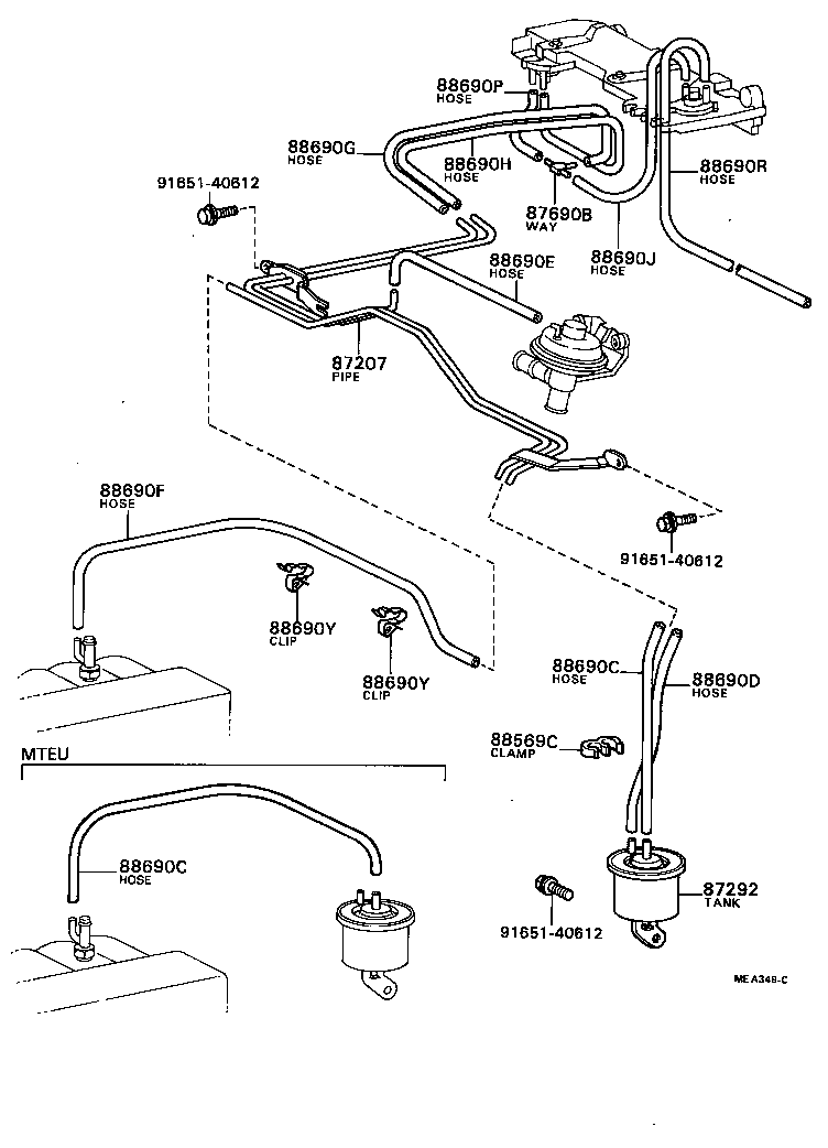 87207-24020 PIPE SUB-ASSY, VACUUM product image