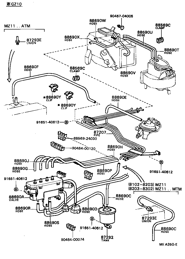 87207-24020 PIPE SUB-ASSY, VACUUM product image