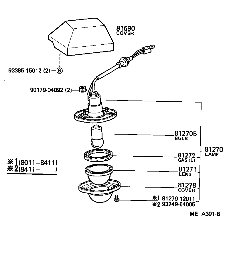 81270-69015 LAMP ASSY, LICENSE PLATE product image