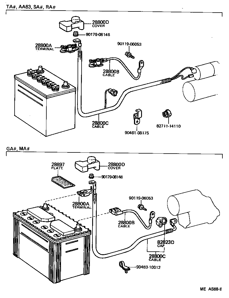 82122-24020 CABLE, BATTERY TO STARTER(FOR BATTERY TO MAIN SWITCH) product image