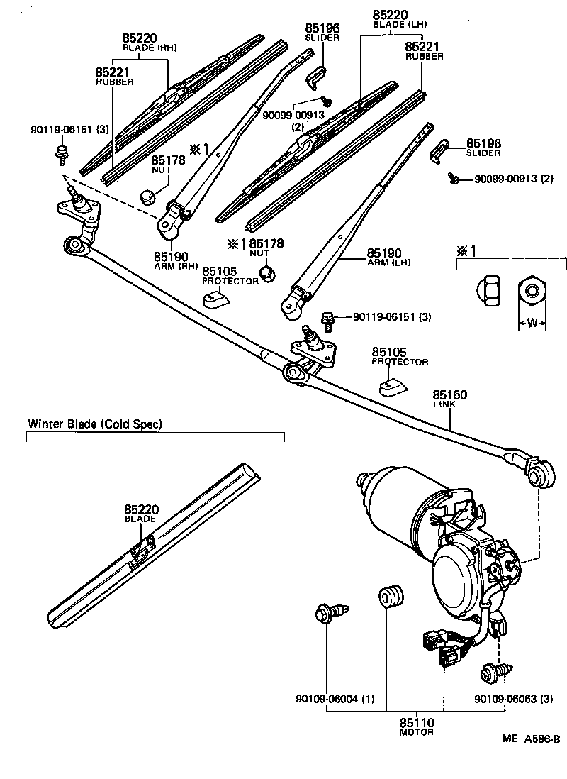 85196-14040 SLIDER, WIPER ARM product image