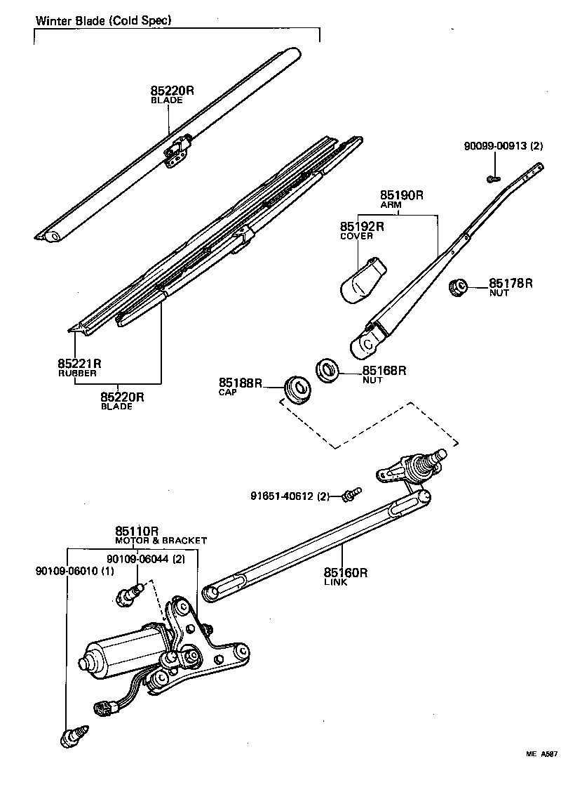 85190-14590 ARM ASSY, REAR WIPER product image