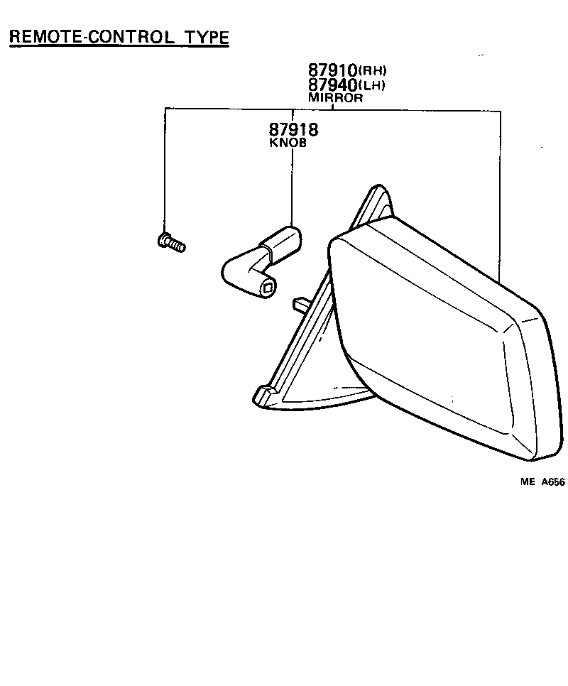87910-12420 MIRROR ASSY, OUTER REAR VIEW, RH product image