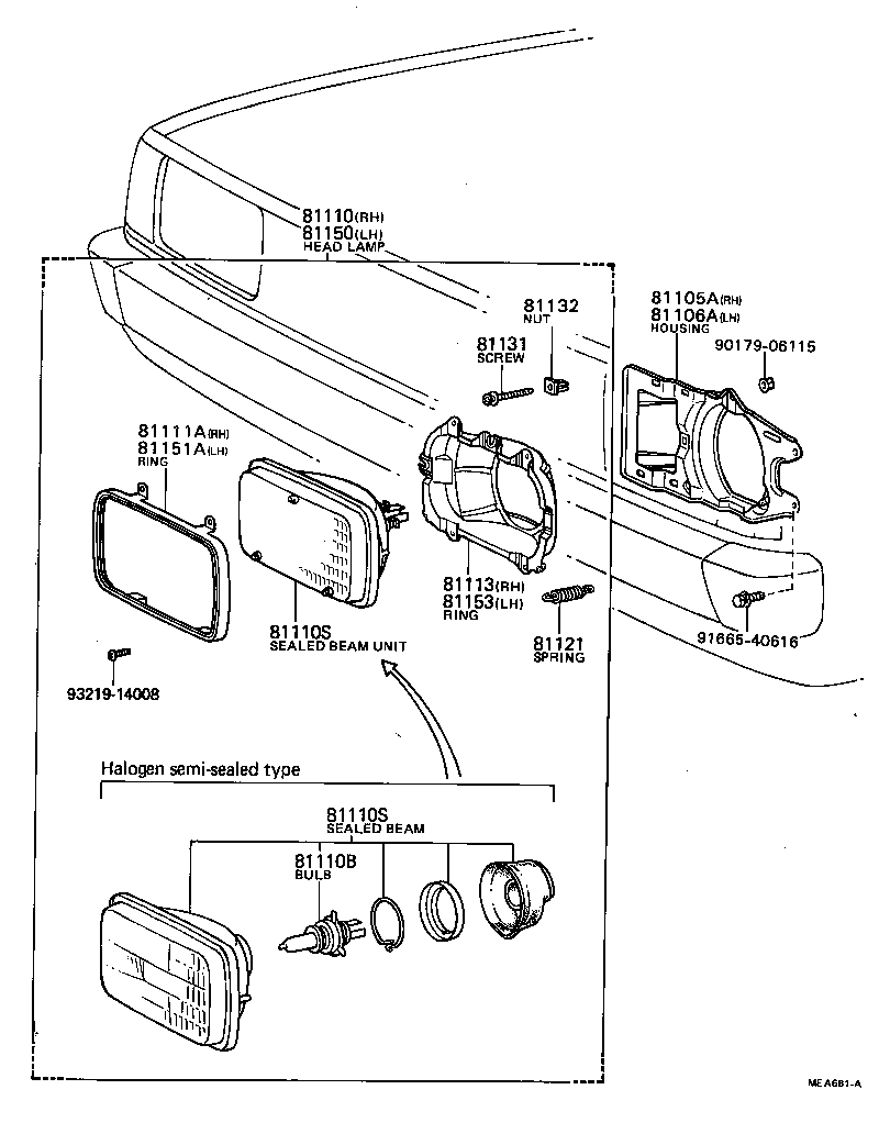81135-12840 BODY AND REFLECTOR SUB-ASSY, HEADLAMP, RH product image