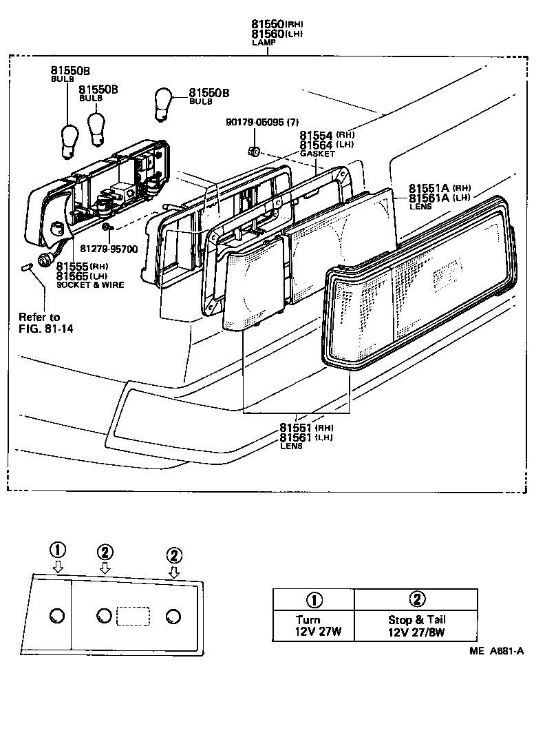 Toyota 81550-80208 LAMP ASSY, REAR COMBINATION, RH
