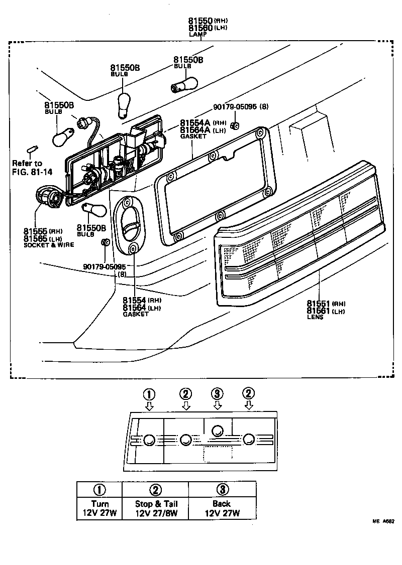 81565-14520 SOCKET & WIRE SUB-ASSY, REAR COMBINATION LAMP, LH product image