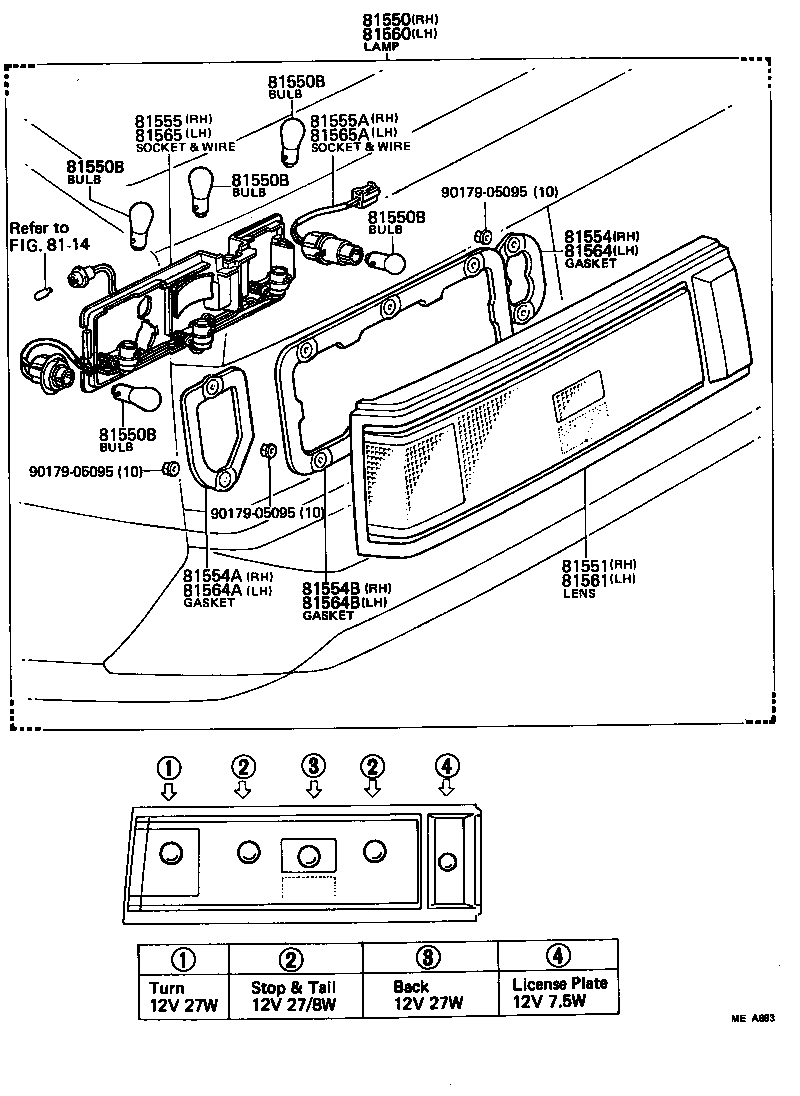 81565-14520 SOCKET & WIRE SUB-ASSY, REAR COMBINATION LAMP, LH product image