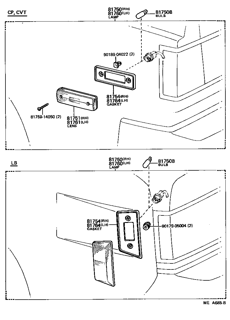 Toyota 81760-19135 LAMP ASSY, REAR SIDE MARKER, LH