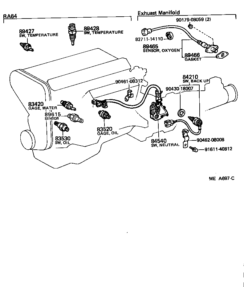 Toyota 84140-19135 SWITCH ASSY, HEADLAMP DIMMER