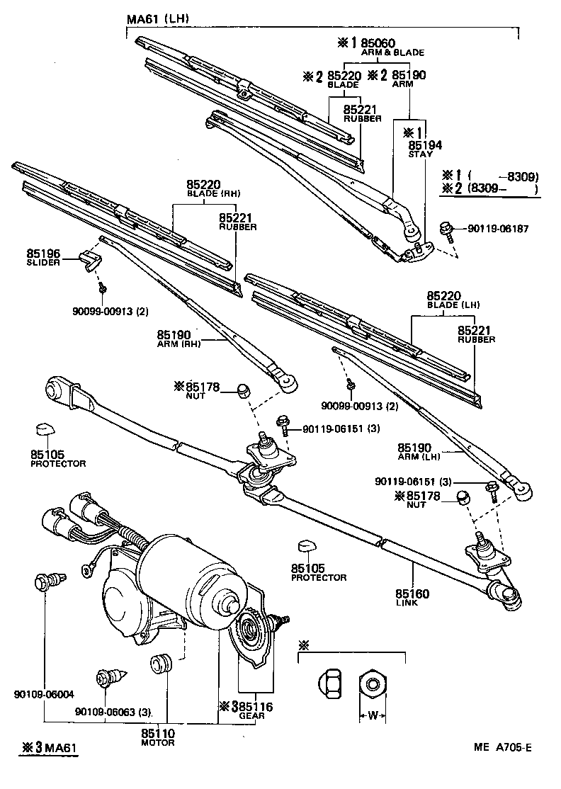 Toyota 85110-14240 MOTOR ASSY, WINDSHIELD WIPER