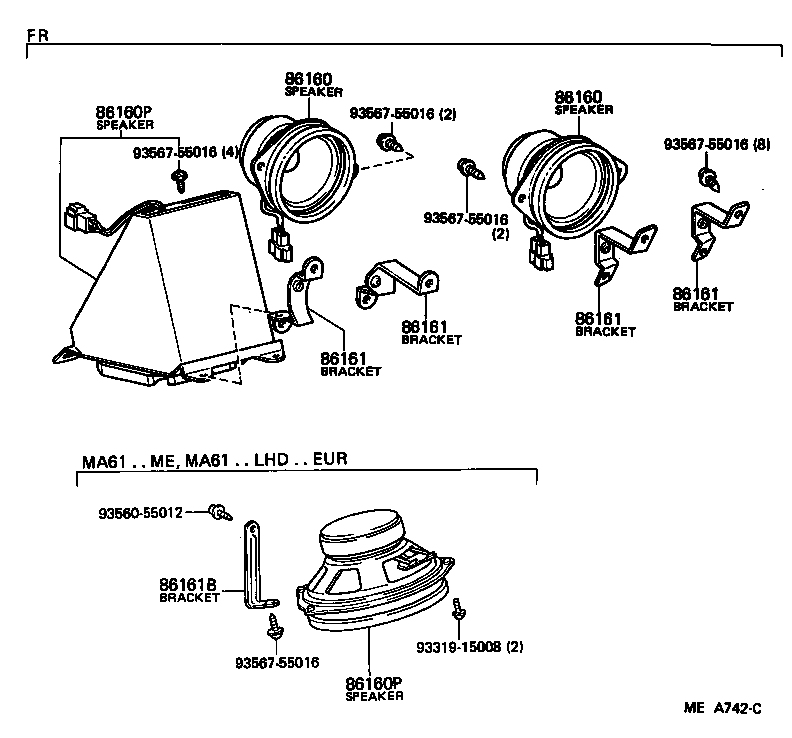 86160-19255 SPEAKER ASSY, FRONT NO.2 product image
