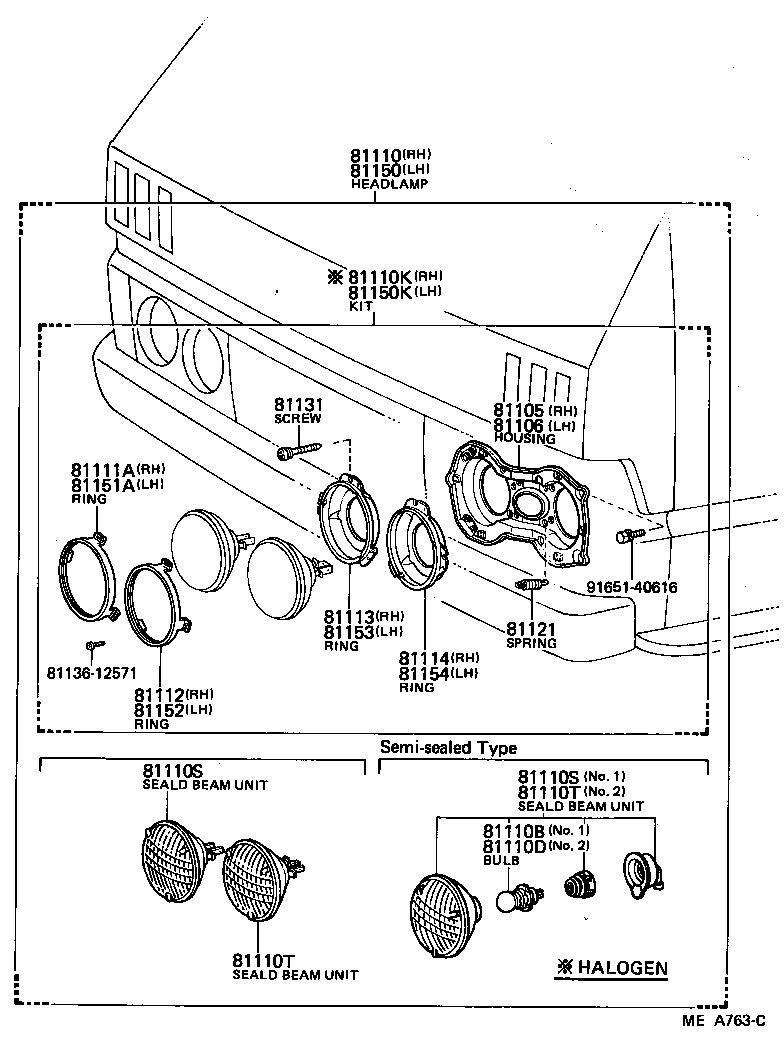 04818-25010 HEADLAMP KIT, W/O SEALED BEAM, LH product image